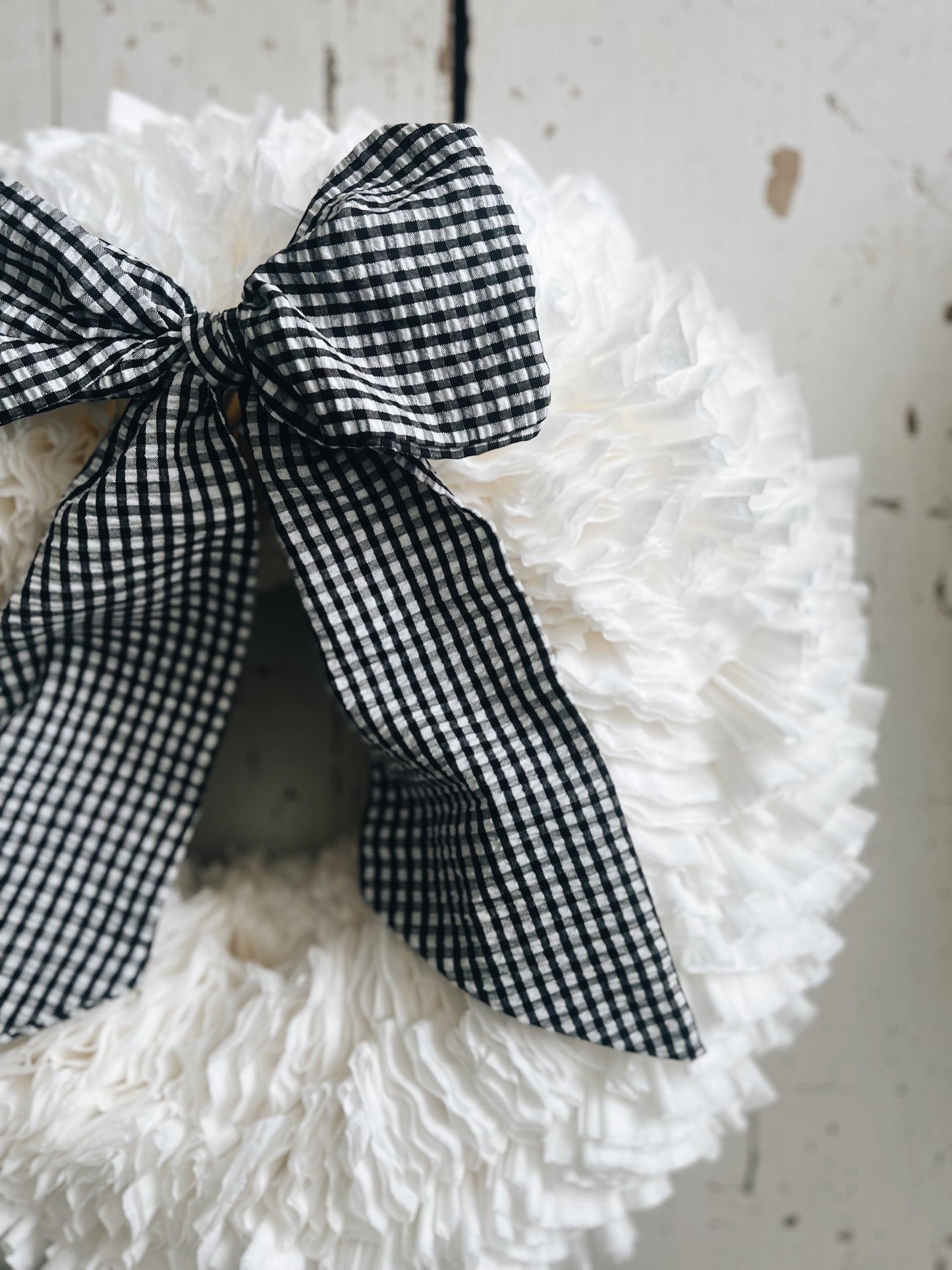 Elegant Large White Coffee Filter Wreath- with Your Choice of Bow
