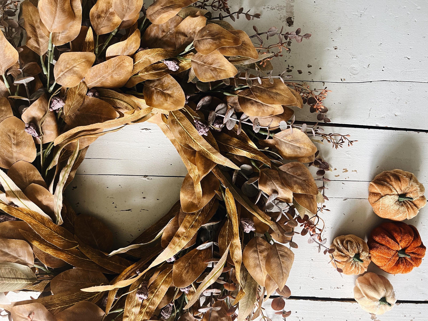 Handcrafted 26” Artificial Autumn Leaf Wreath - Rustic Fall Decor with Natural Charm