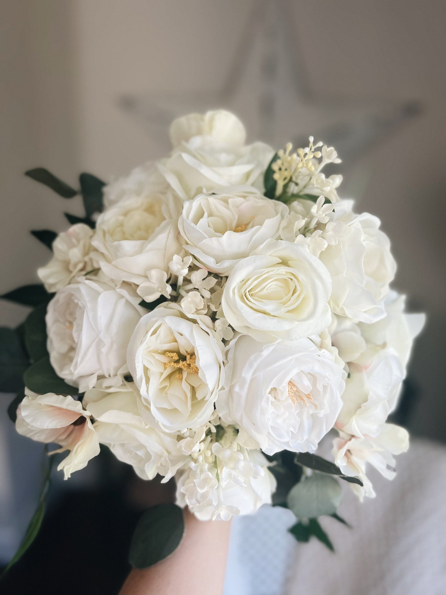 NEW SALE Cottage Spring Summer Bridal Bouquet Garden Roses Garden Bespoke White Cream