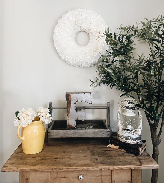 Elegant Large White Coffee Filter Wreath- Plain Add Ribbon Bundle