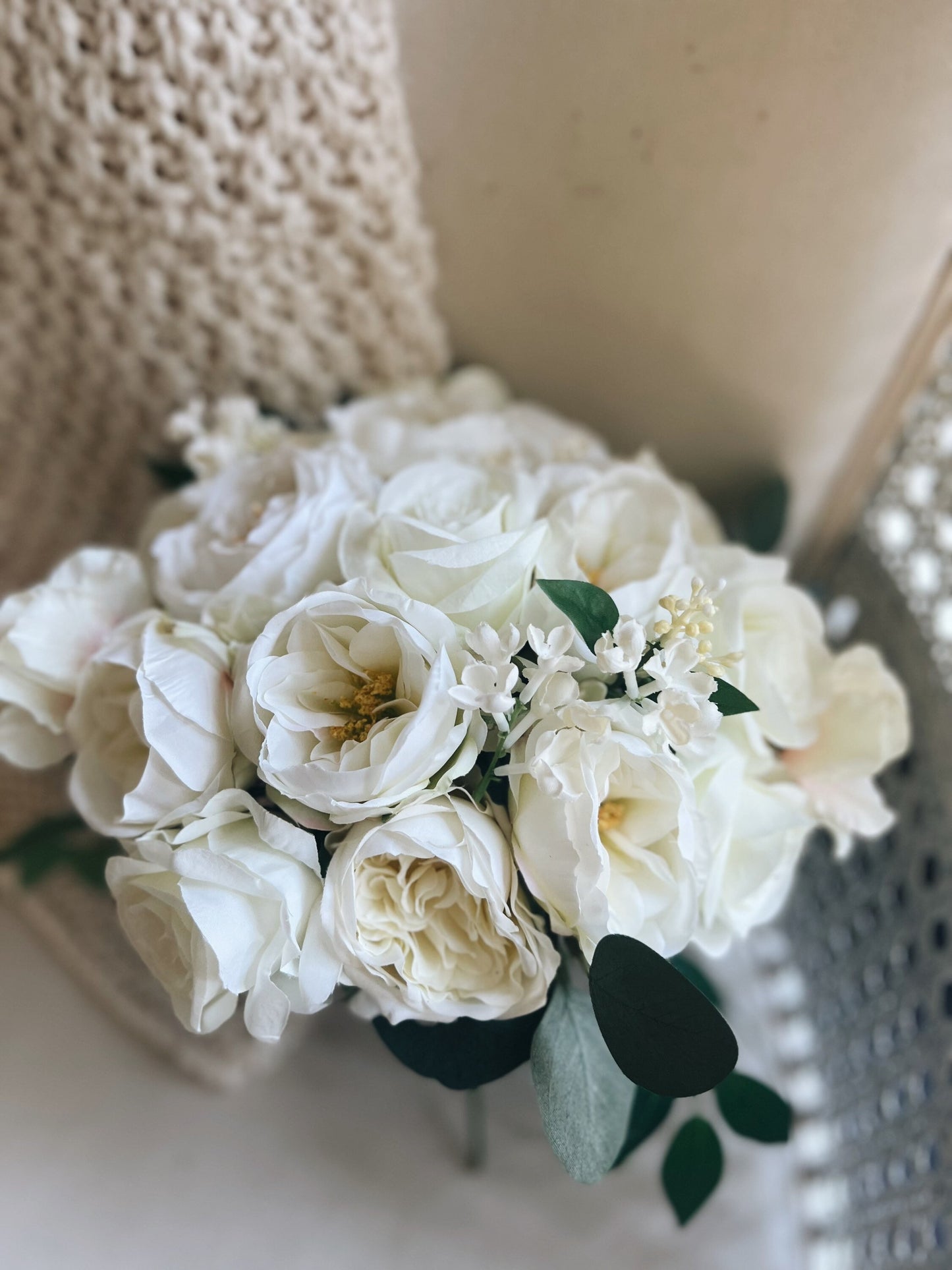 NEW SALE Cottage Spring Summer Bridal Bouquet Garden Roses Garden Bespoke White Cream