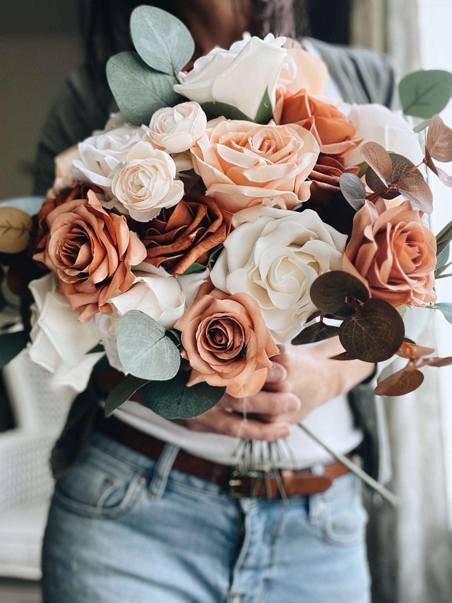 NEW Autumn Collection Desert Collection Bridal Bouquet Terracotta Tan Brown Peony Rose Eucalyptus Fall