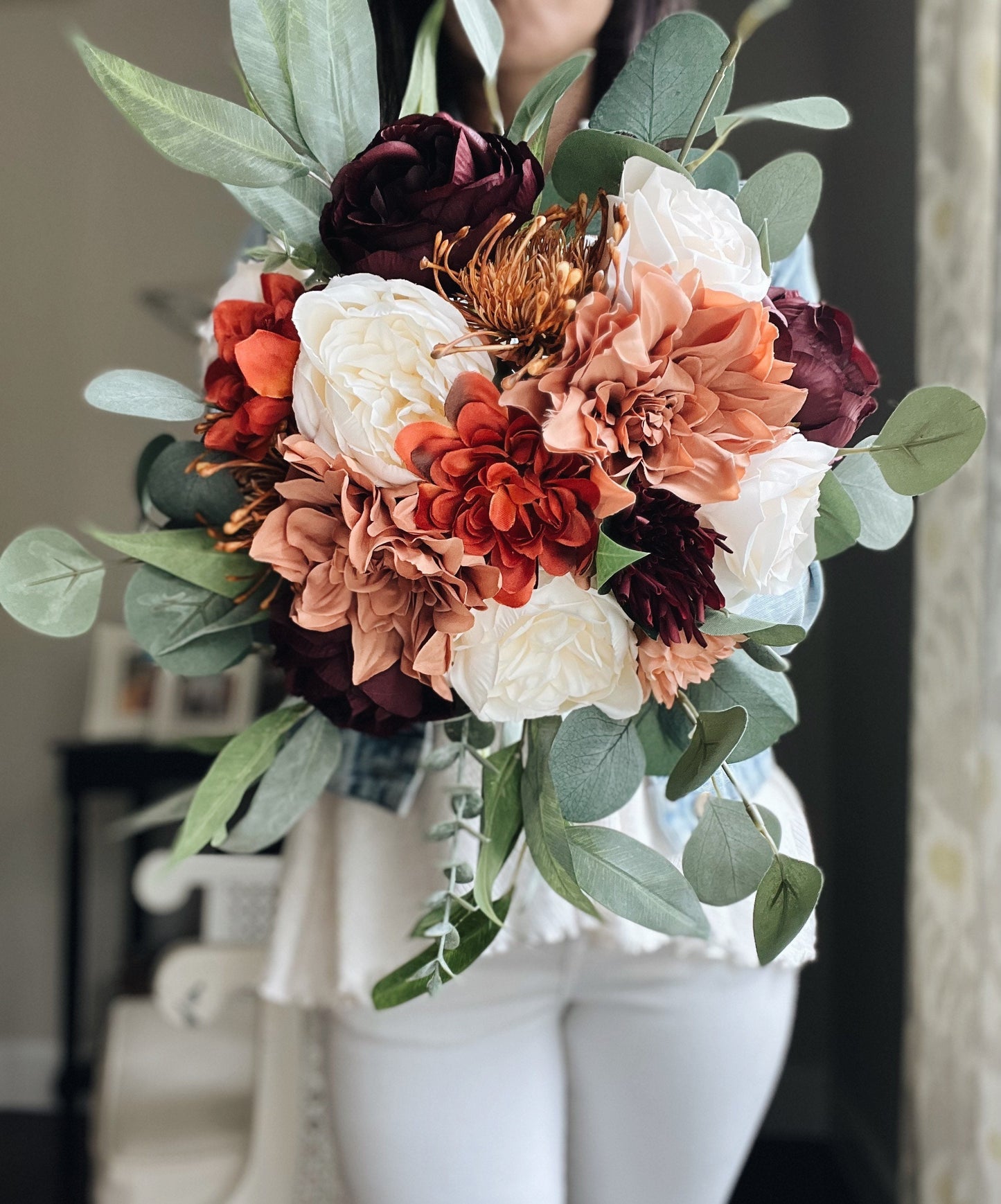 SALE!! Marked Down! Stunning New Bridal Bouquet Collection: Late Summer and Fall Blooms with Dahlias and Roses