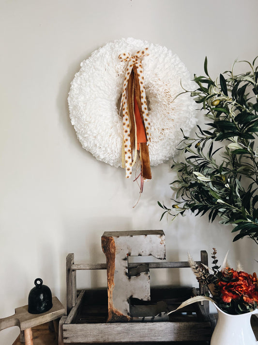 Elegant Large White Coffee Filter Wreath- Fall Sunflower Ribbon Set Bundle Autum Ribbon-