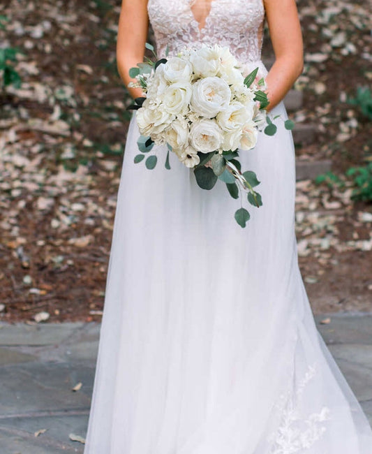 NEW SALE Cottage Spring Summer Bridal Bouquet Garden Roses Garden Bespoke White Cream