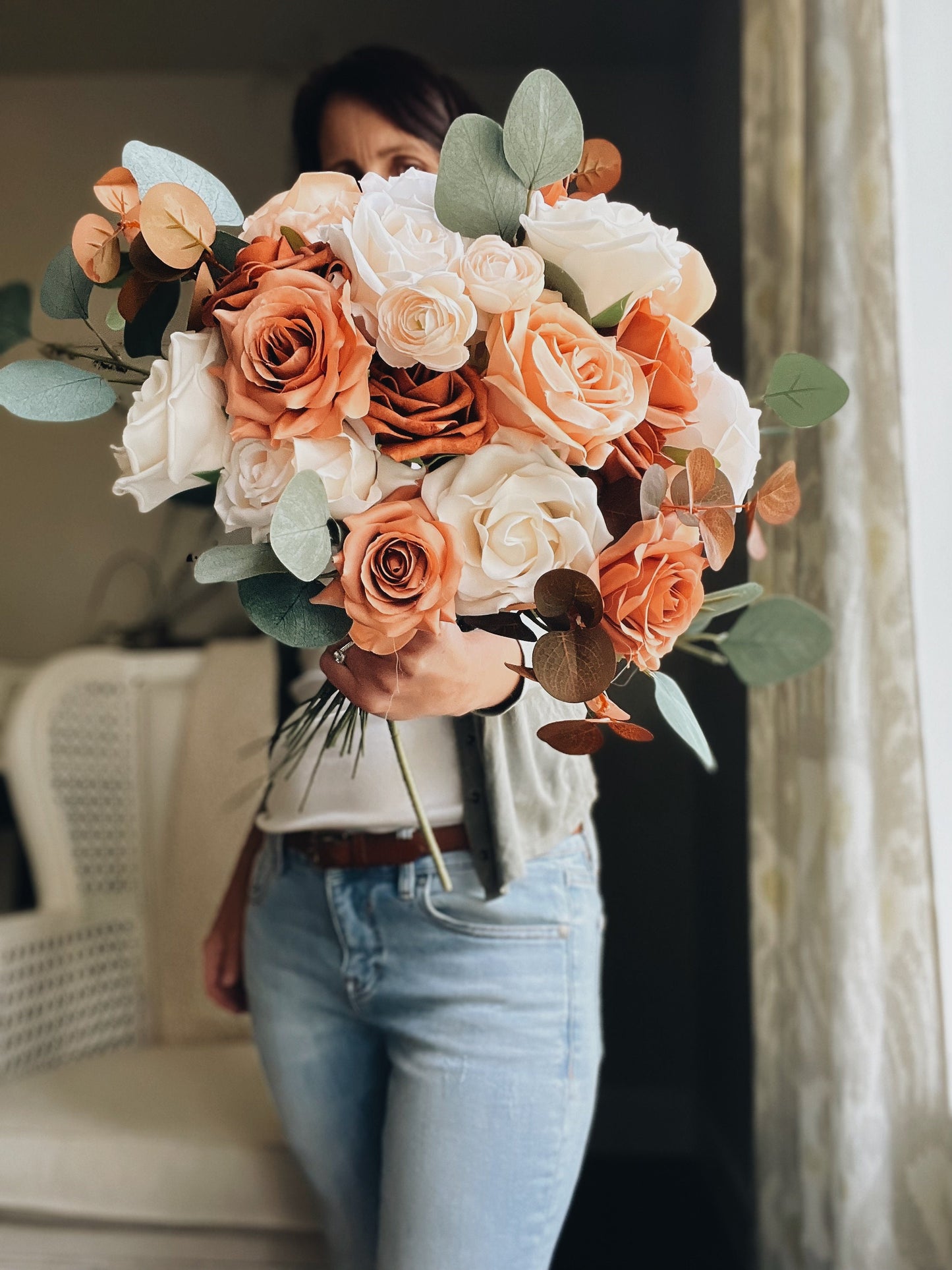 NEW Autumn Collection Desert Collection Bridal Bouquet Terracotta Tan Brown Peony Rose Eucalyptus Fall