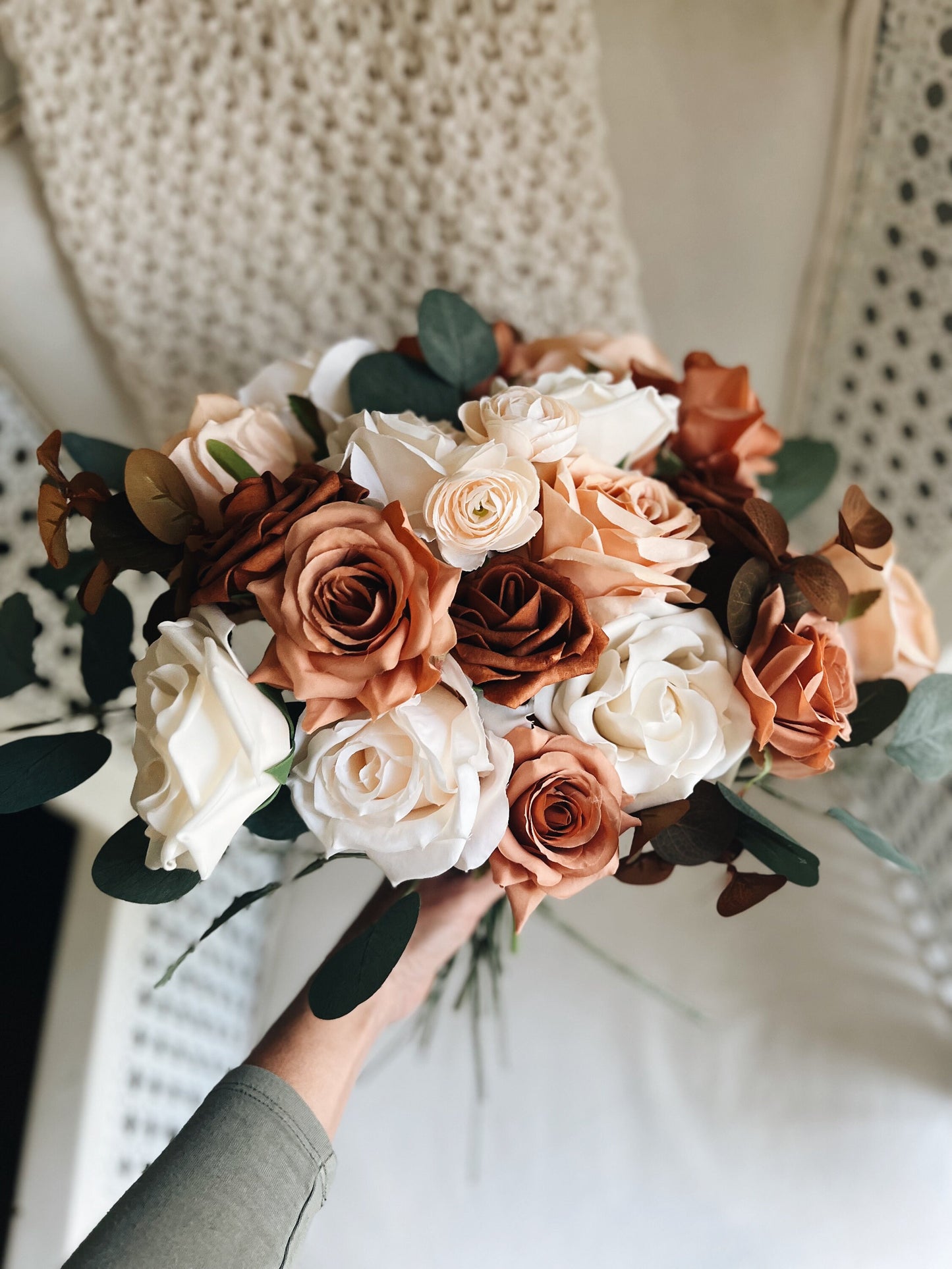 NEW Autumn Collection Desert Collection Bridal Bouquet Terracotta Tan Brown Peony Rose Eucalyptus Fall