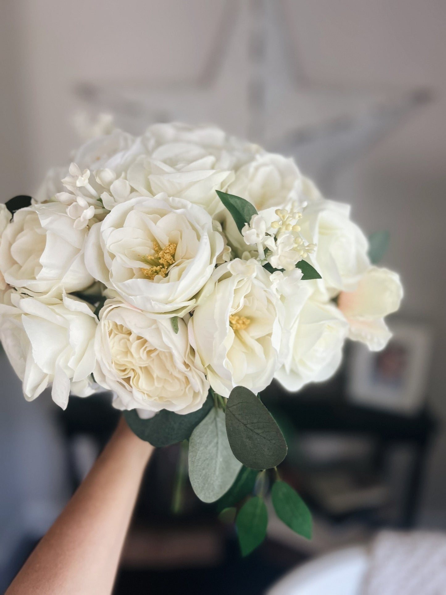 NEW SALE Cottage Spring Summer Bridal Bouquet Garden Roses Garden Bespoke White Cream