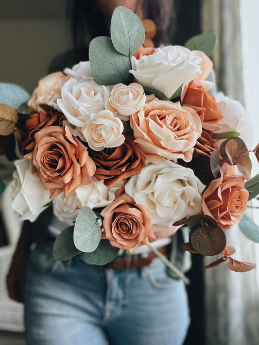 NEW Autumn Collection Desert Collection Bridal Bouquet Terracotta Tan Brown Peony Rose Eucalyptus Fall