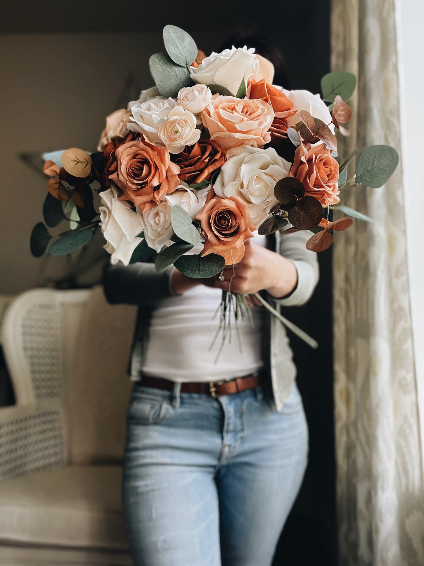 NEW Autumn Collection Desert Collection Bridal Bouquet Terracotta Tan Brown Peony Rose Eucalyptus Fall