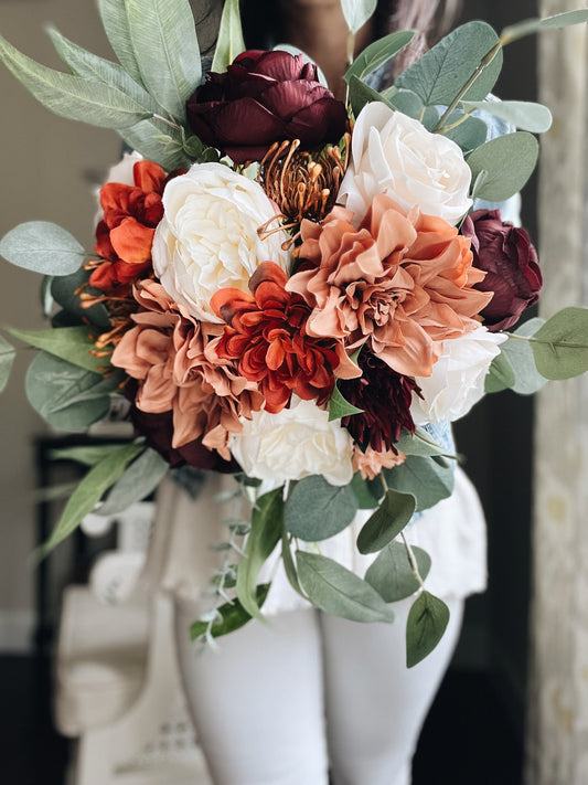 SALE!! Marked Down! Stunning New Bridal Bouquet Collection: Late Summer and Fall Blooms with Dahlias and Roses