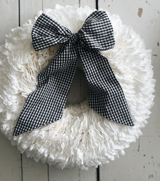 Elegant Large White Coffee Filter Wreath- with Your Choice of Bow