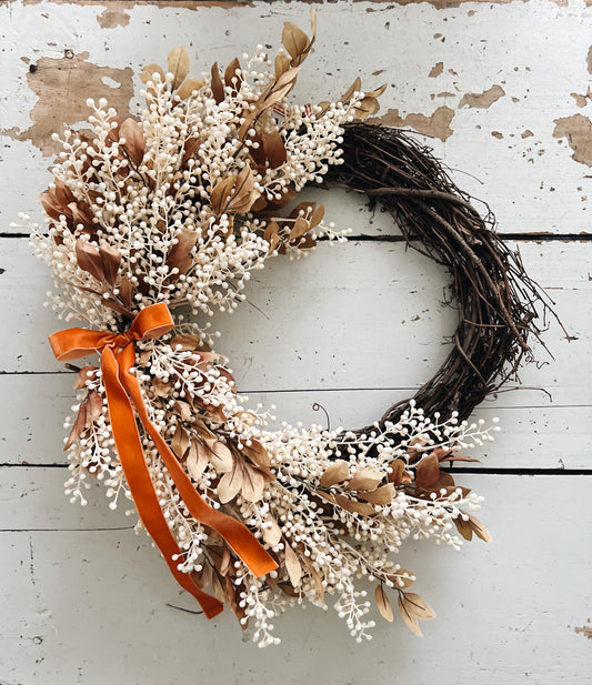 Fall & Thanksgiving Beige and Cream Wreath