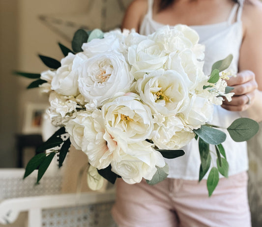 NEW SALE Cottage Spring Summer Bridal Bouquet Garden Roses Garden Bespoke White Cream