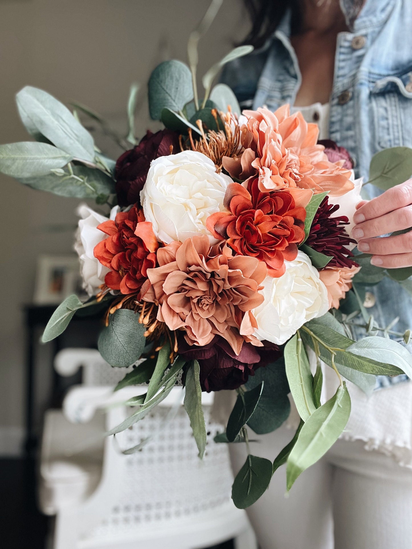 SALE!! Marked Down! Stunning New Bridal Bouquet Collection: Late Summer and Fall Blooms with Dahlias and Roses